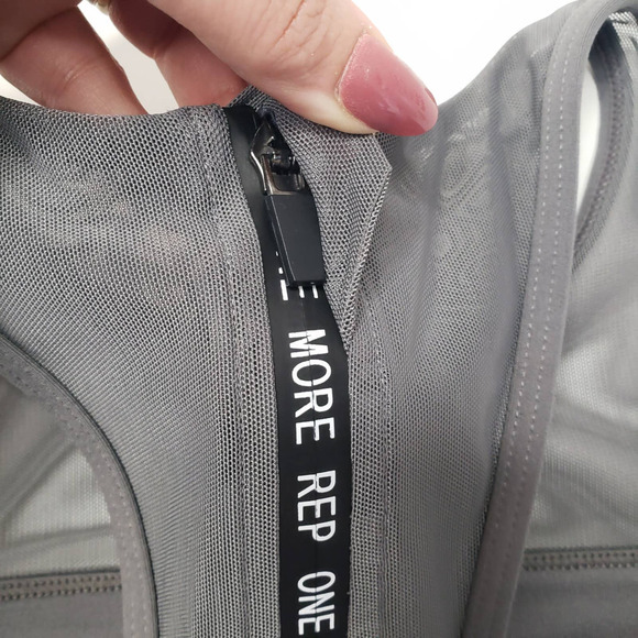 Zyia Active All Star High Neck Sports Bra XS Pewter Grey Mesh‎ Zip Back - Picture 5 of 8